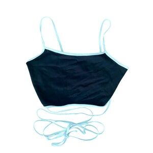 2/$15 Garage Black Cropped Tank White Accents XS